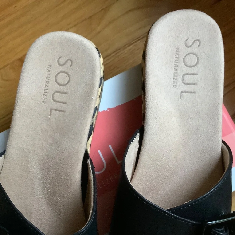 Soul Naturalizer Day Break Slide Sandal Black Raffia SZ 9